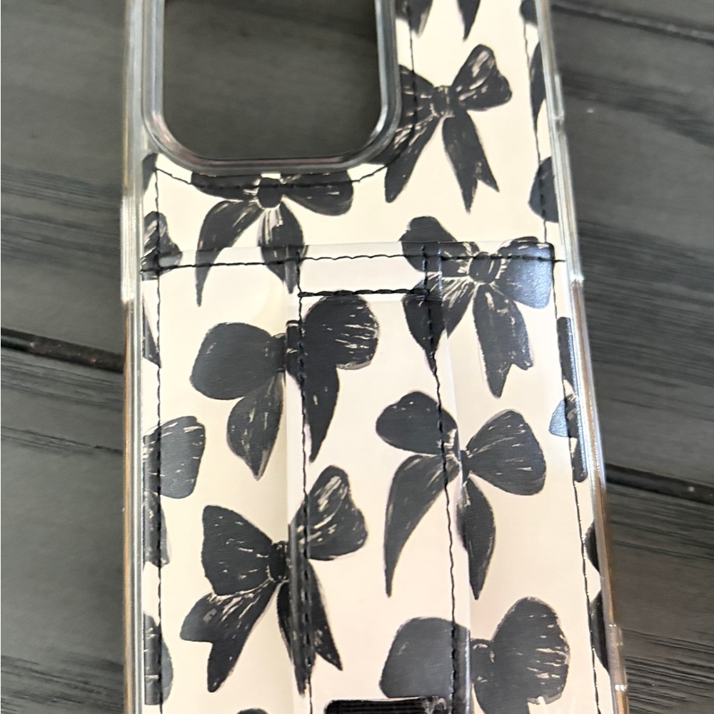 Walli White Phone Case with Black Bow Print- iPhone 15 pro